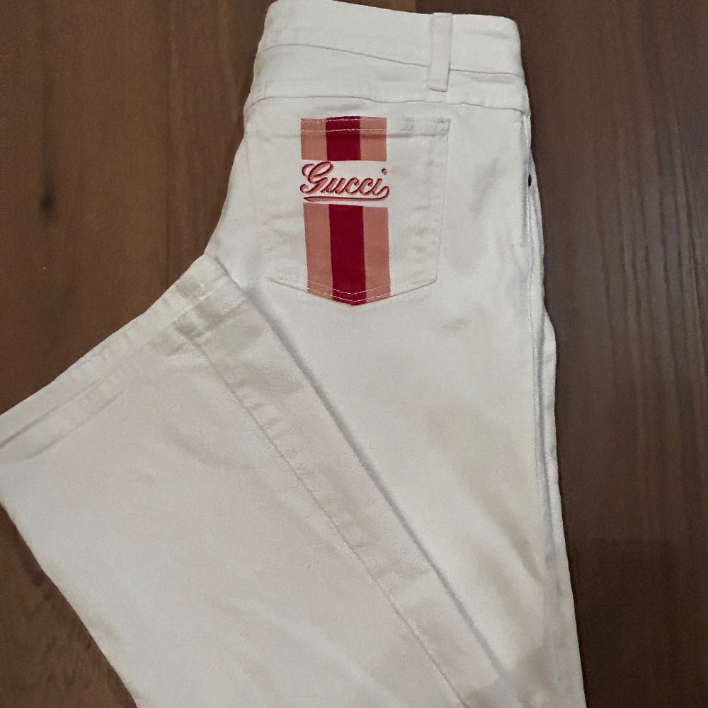 Gucci White Low Rise Jeans